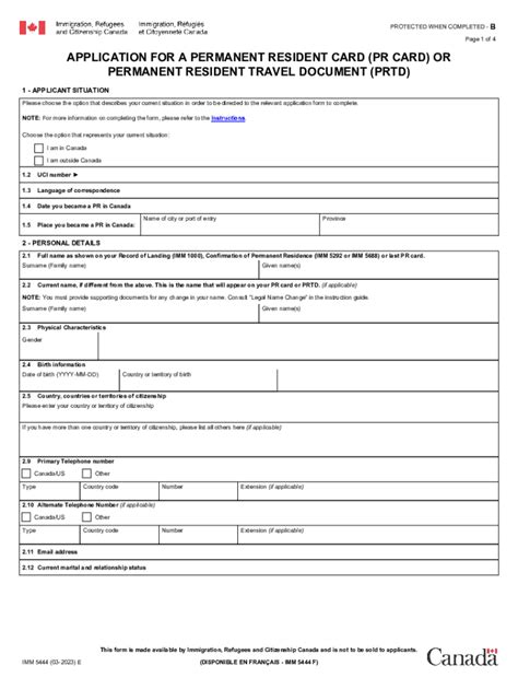 imm5444e form|application for permanent residence in canada.